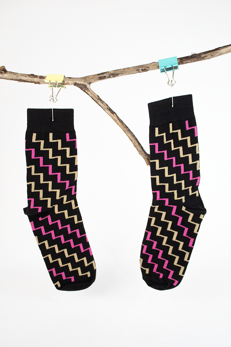Natura Aura Socks - Poutama/ Pink & Beige
