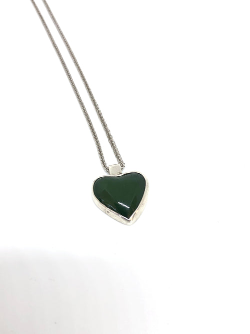 Sands Carving - Silver Heart Pounamu Necklace