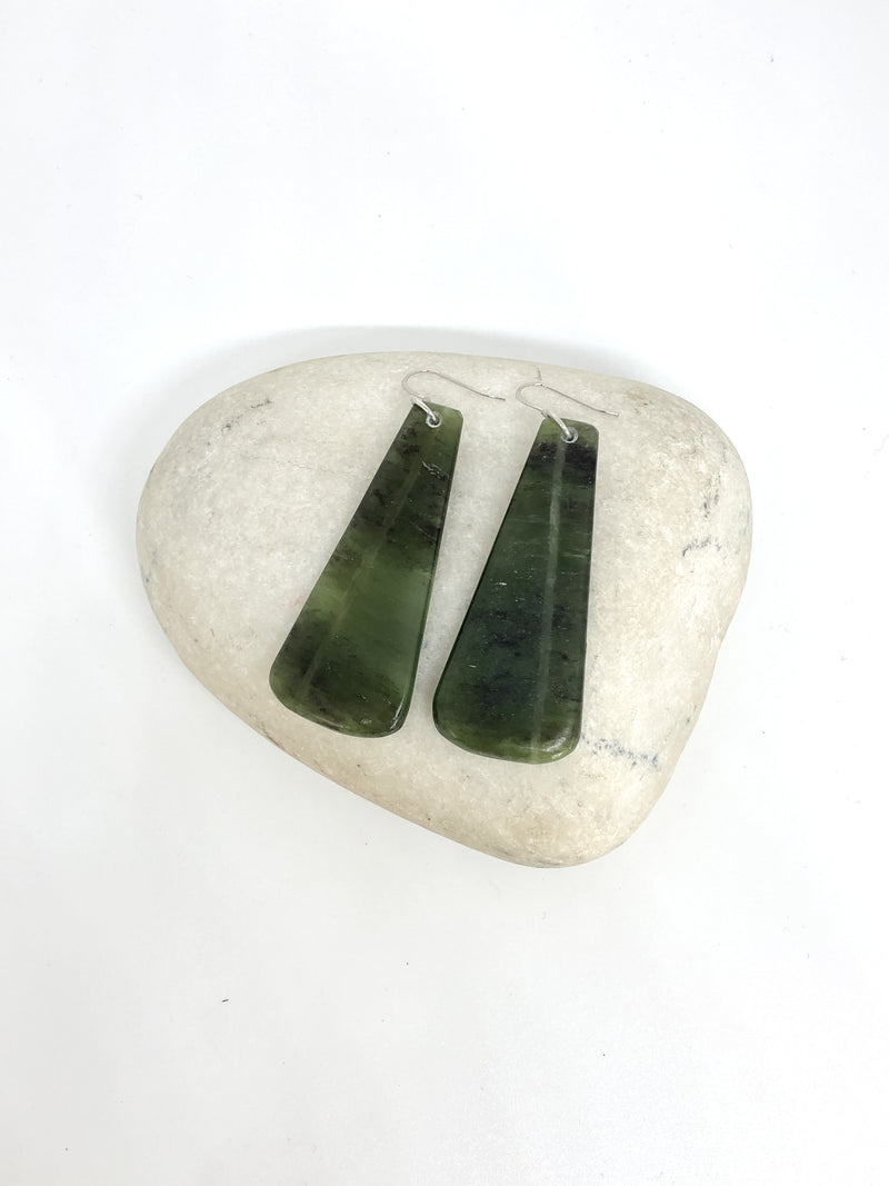 Sands Carving - Mau Taringa Pounamu Earrings / Long Rima