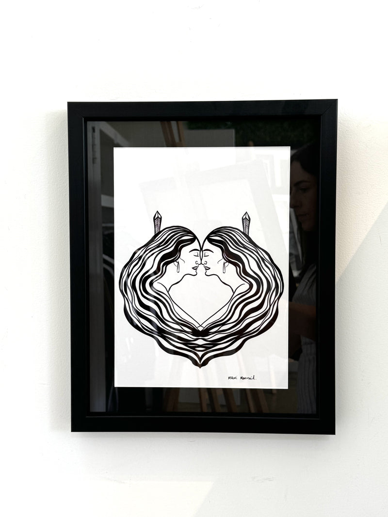 Maori Mermaid - Hongi / Framed Art