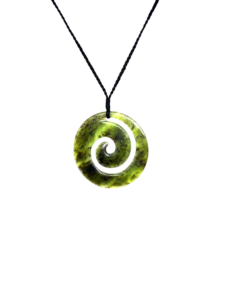 Sands Carving - Pounamu Koru Disc Necklace