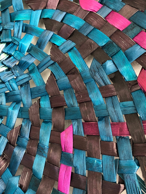 Tāwhiao7 - Woven Wall Hanging / Blue + Pink