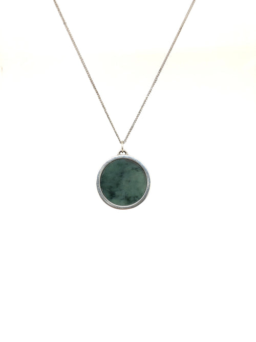 Sands Carving - Silver Circle Pounamu Necklace