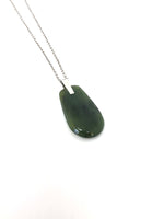 Sands Carving - Silver Oval Pounamu Necklace