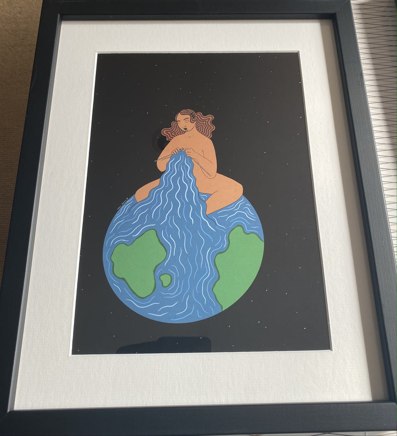 Maori Mermaid -  Papatūānuku at her mahi / Framed art