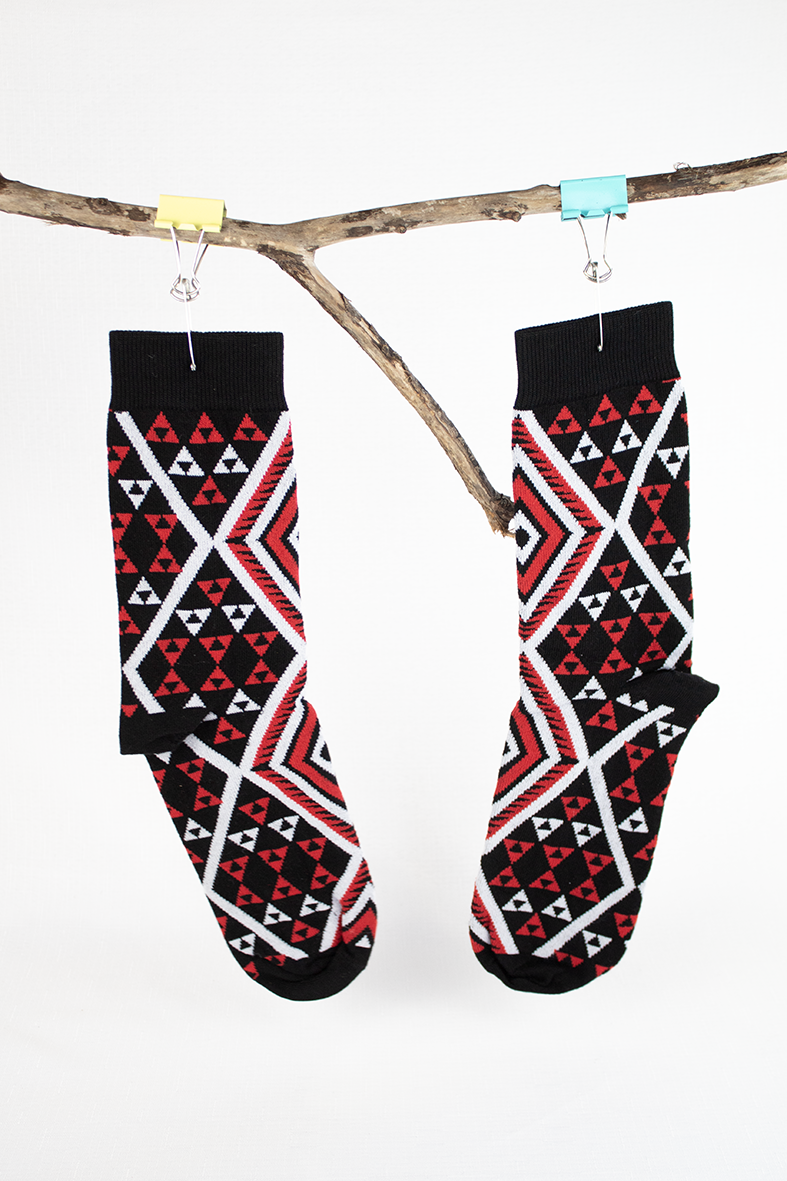 Natura Aura Socks - Niho / Red, B&W